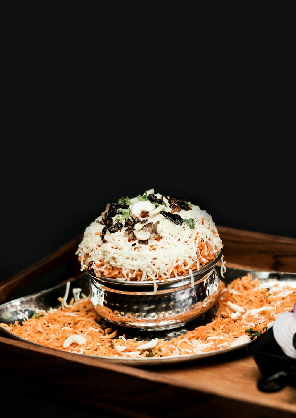 Biryani served in a copper handi